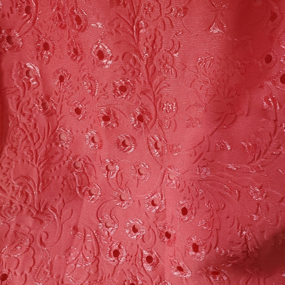 Easel Pink Peach Eyelet Shoulder Ruffle Dress - Picture 4 of 7